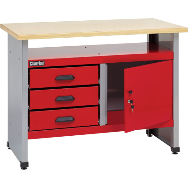 Clarke CWB114 1140mm Workbench With 3 Drawers And Lockable Cupboard SORRY OUT OF STOCK