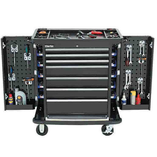 Clarke CBB35W HD Plus 7 Drawer Roller Cabinet With Side Lockers