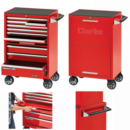 Clarke CBB211DF 26" 11 Drawer Mobile Cabinet With Front Cover - Red