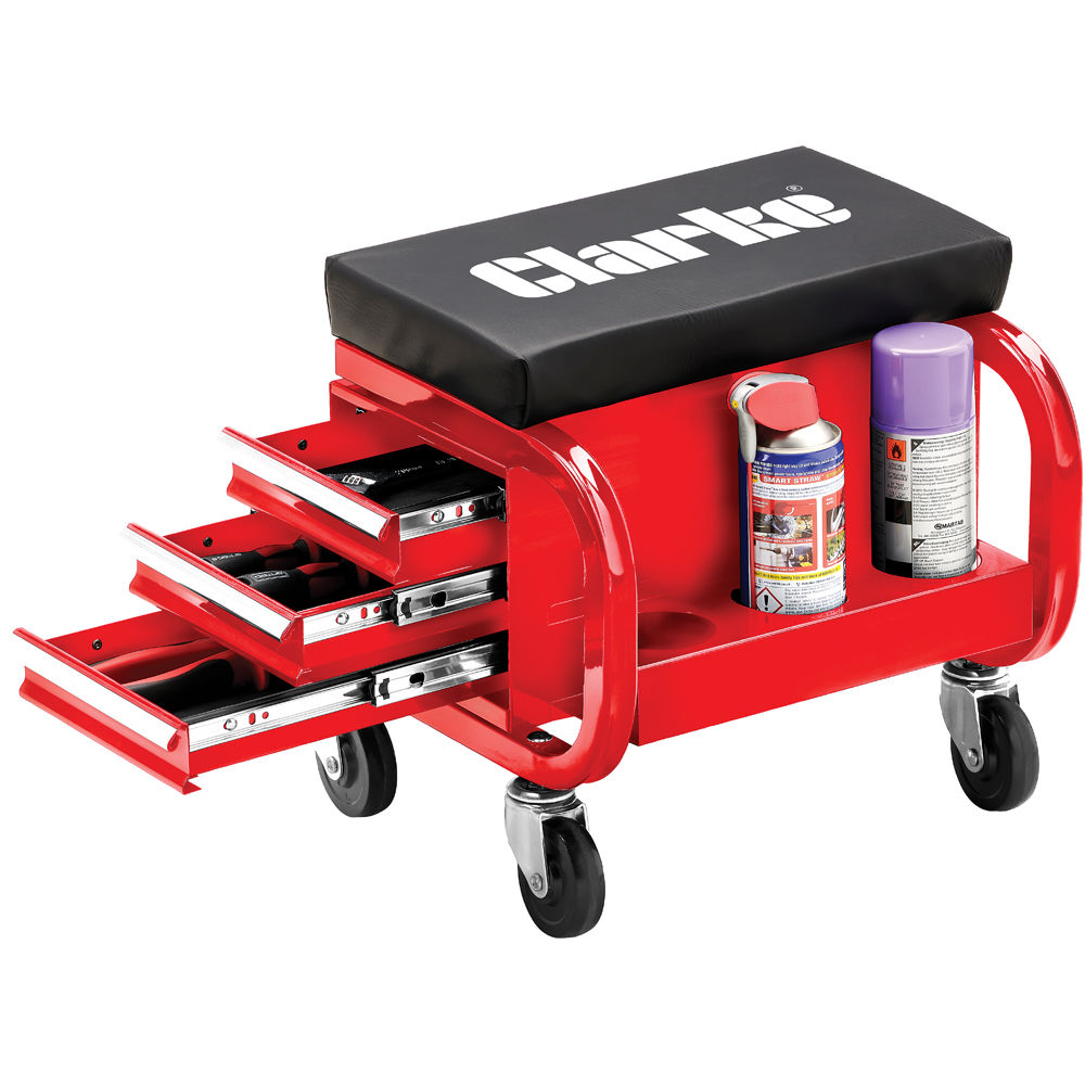 Clarke CMUS3 Mechanics' Utility Seat with 3 Drawer Tool Box SORRY OUT
